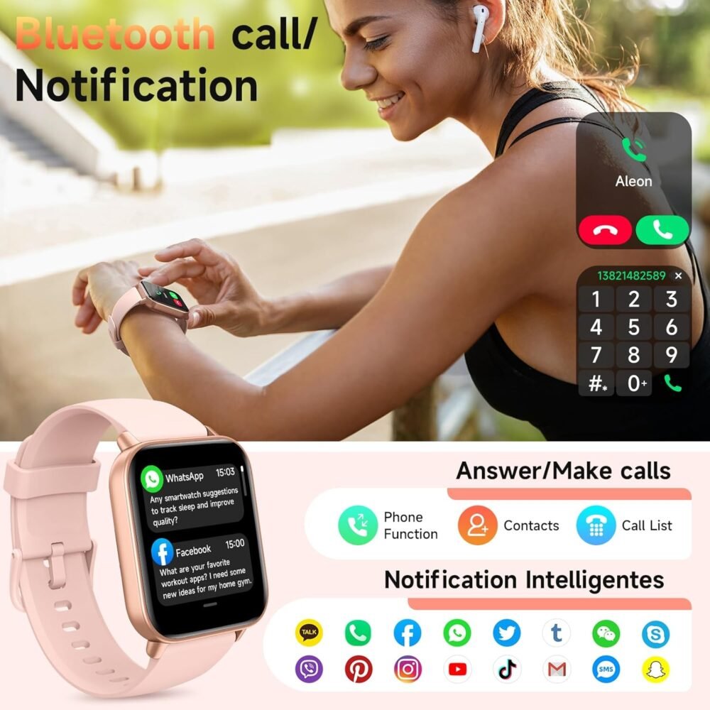 Smart Watches for Women Android & iPhone, Alexa Built-in, 1.8" Fitness Tracker with Answer/Make Calls, IP68 Waterproof Fitness Watch,Heart Rate, Sleep, SpO2 Monitor,Pedometer, Pink - Image 3