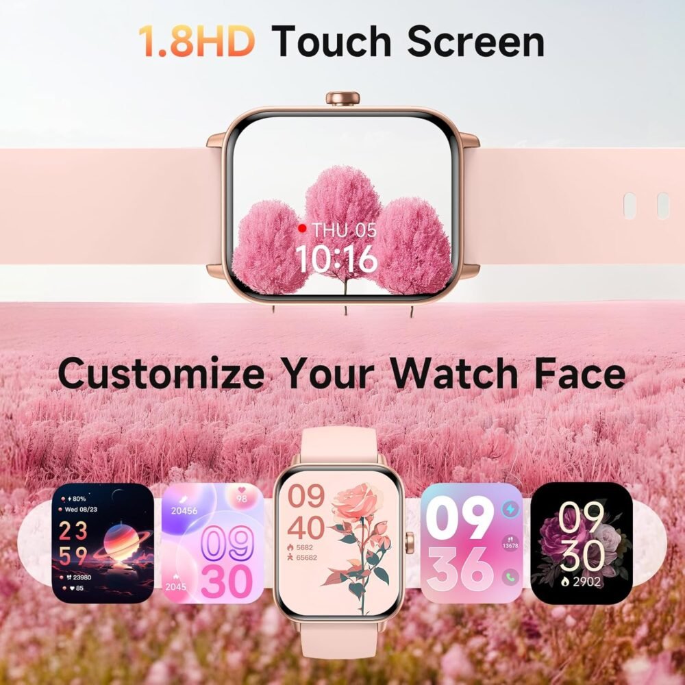 Smart Watches for Women Android & iPhone, Alexa Built-in, 1.8" Fitness Tracker with Answer/Make Calls, IP68 Waterproof Fitness Watch,Heart Rate, Sleep, SpO2 Monitor,Pedometer, Pink - Image 4