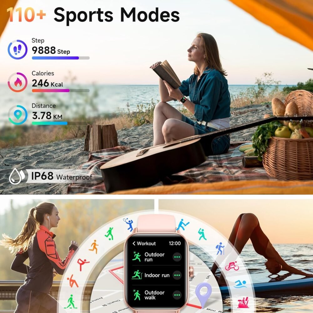 Smart Watches for Women Android & iPhone, Alexa Built-in, 1.8" Fitness Tracker with Answer/Make Calls, IP68 Waterproof Fitness Watch,Heart Rate, Sleep, SpO2 Monitor,Pedometer, Pink - Image 6