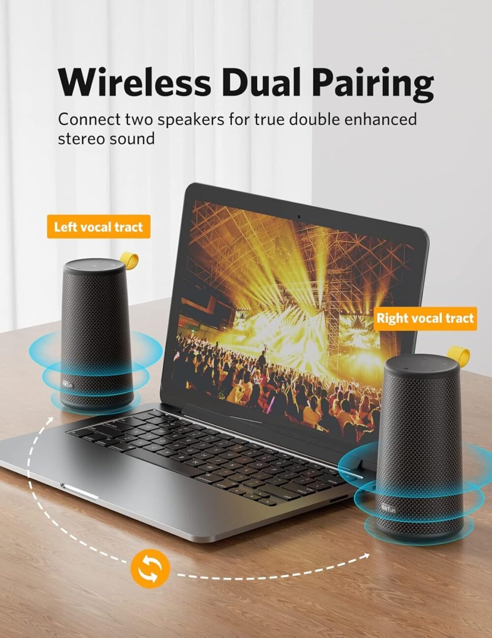 EarFun® UBOOM Bluetooth Speaker, [24W Stereo Sound] Boom Bass, 360° Surround Sound, Sweatshield™ IPX7 Waterproof, Indoor & Outdoor Modes, Dual Pairing, 24Hrs, Portable Wireless Speaker for iPhone etc - Image 5