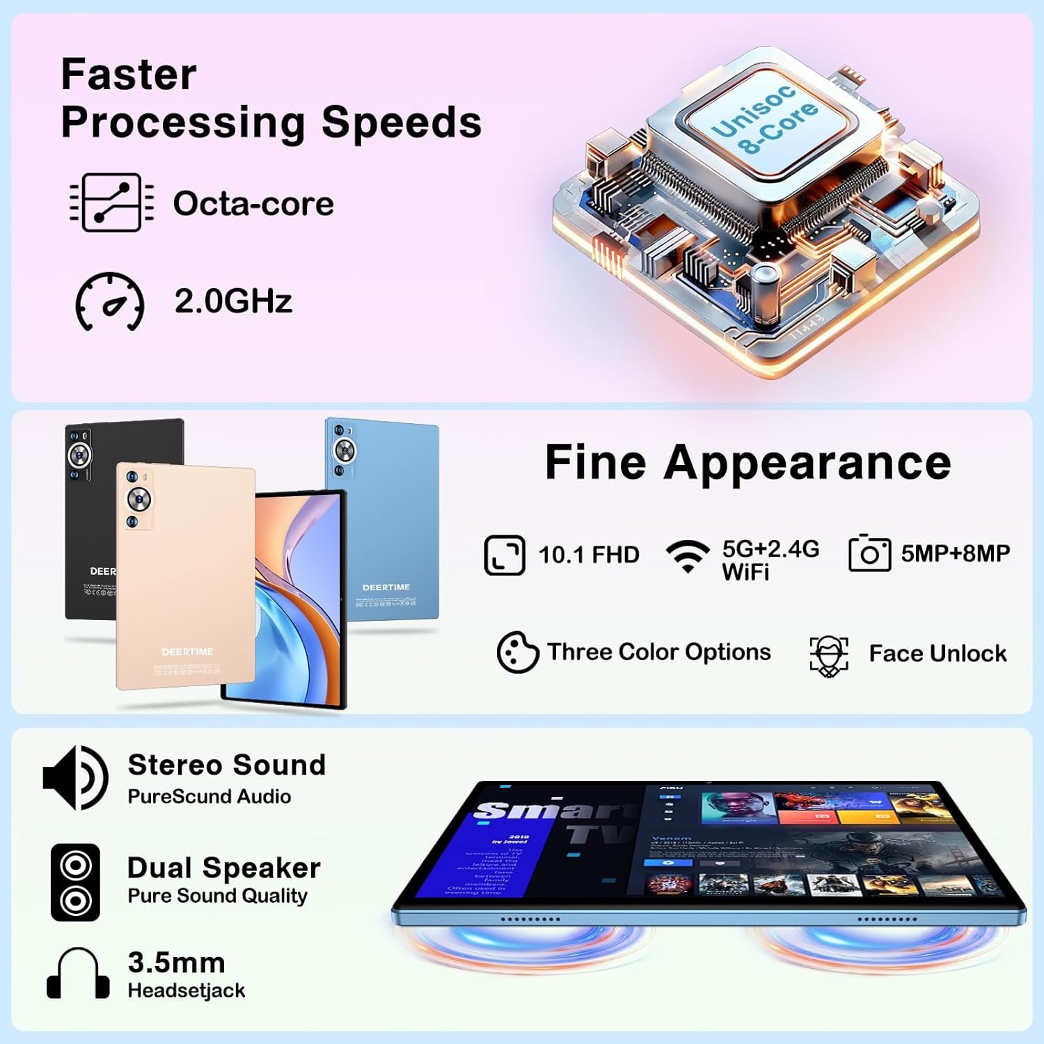 Android 14 Tablet 10.1 Inch 8000mAh Battery Tablets with 22GB RAM 128GB ROM 1TB Expand, Octa-Core HD Touchscreen Tablet with Keyboard, Mouse, Support Widevine L1, Split-Screen - Blue - Image 5