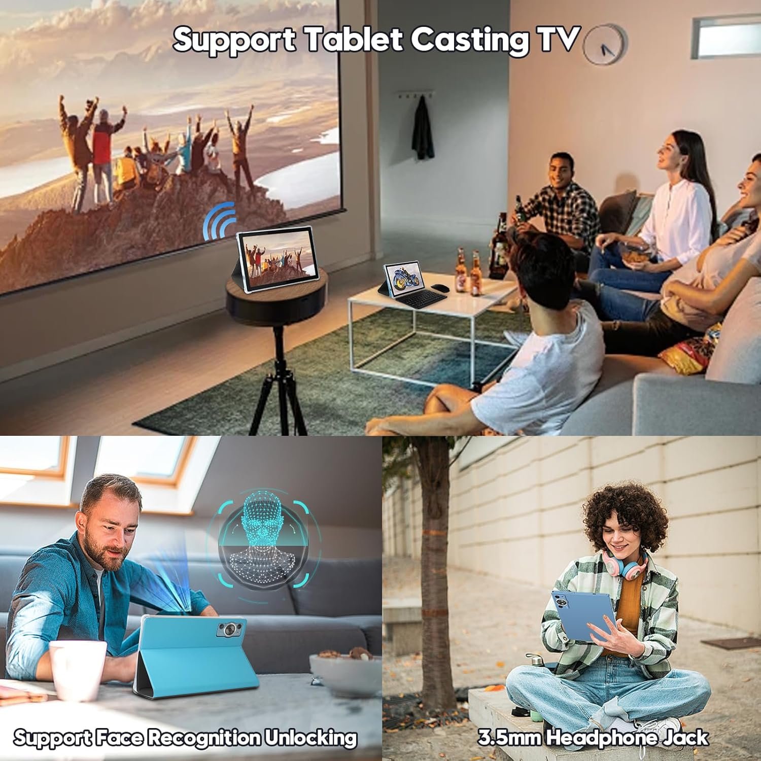 Android 14 Tablet 10.1 Inch 8000mAh Battery Tablets with 22GB RAM 128GB ROM 1TB Expand, Octa-Core HD Touchscreen Tablet with Keyboard, Mouse, Support Widevine L1, Split-Screen - Blue - Image 7