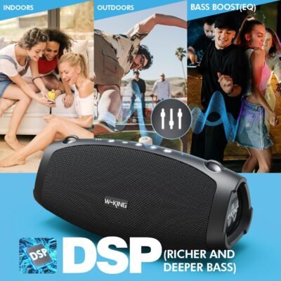 W-KING Portable Loud Speakers Bluetooth Wireless, 120W Max IPX6 Waterproof Outdoor Big Large Bluetooth Speaker Party Boombox 2 Subwoofer, Triple Passive Radiators-70W Deep Bass/42H/Power Bank/TF/AUX - Image 4