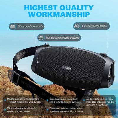 W-KING Portable Loud Speakers Bluetooth Wireless, 120W Max IPX6 Waterproof Outdoor Big Large Bluetooth Speaker Party Boombox 2 Subwoofer, Triple Passive Radiators-70W Deep Bass/42H/Power Bank/TF/AUX - Image 10