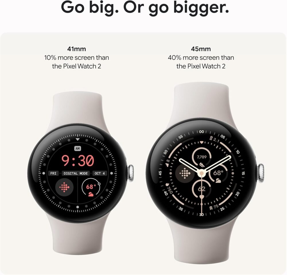 Google Pixel Watch 3 (41mm) Latest Model - Android Smartwatch, Heart Rate Tracking, Fitbit Advanced Running, Fitness Insights, 24-Hour Battery - Matte Black Aluminum Case - Obsidian Band - Wi-Fi - Image 4