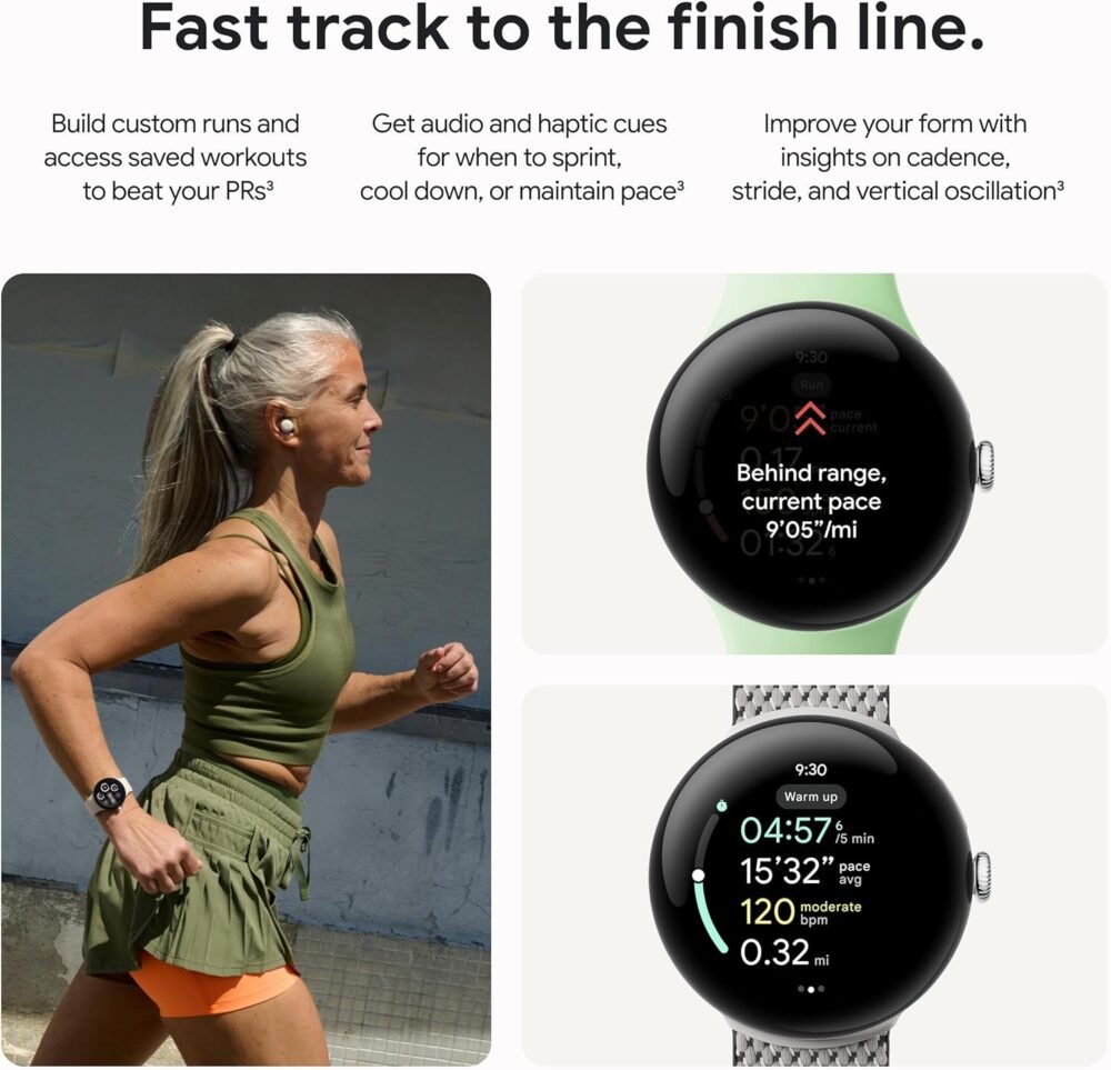 Google Pixel Watch 3 (41mm) Latest Model - Android Smartwatch, Heart Rate Tracking, Fitbit Advanced Running, Fitness Insights, 24-Hour Battery - Matte Black Aluminum Case - Obsidian Band - Wi-Fi - Image 6