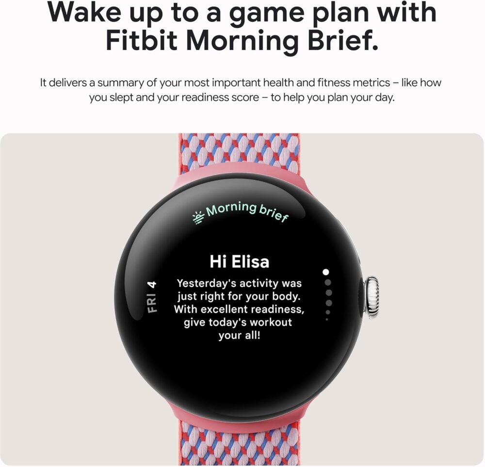 Google Pixel Watch 3 (41mm) Latest Model - Android Smartwatch, Heart Rate Tracking, Fitbit Advanced Running, Fitness Insights, 24-Hour Battery - Matte Black Aluminum Case - Obsidian Band - Wi-Fi - Image 9