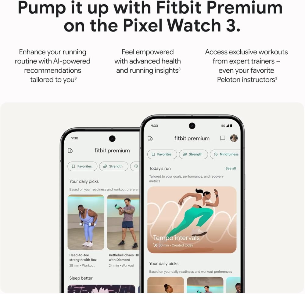 Google Pixel Watch 3 (41mm) Latest Model - Android Smartwatch, Heart Rate Tracking, Fitbit Advanced Running, Fitness Insights, 24-Hour Battery - Matte Black Aluminum Case - Obsidian Band - Wi-Fi - Image 10
