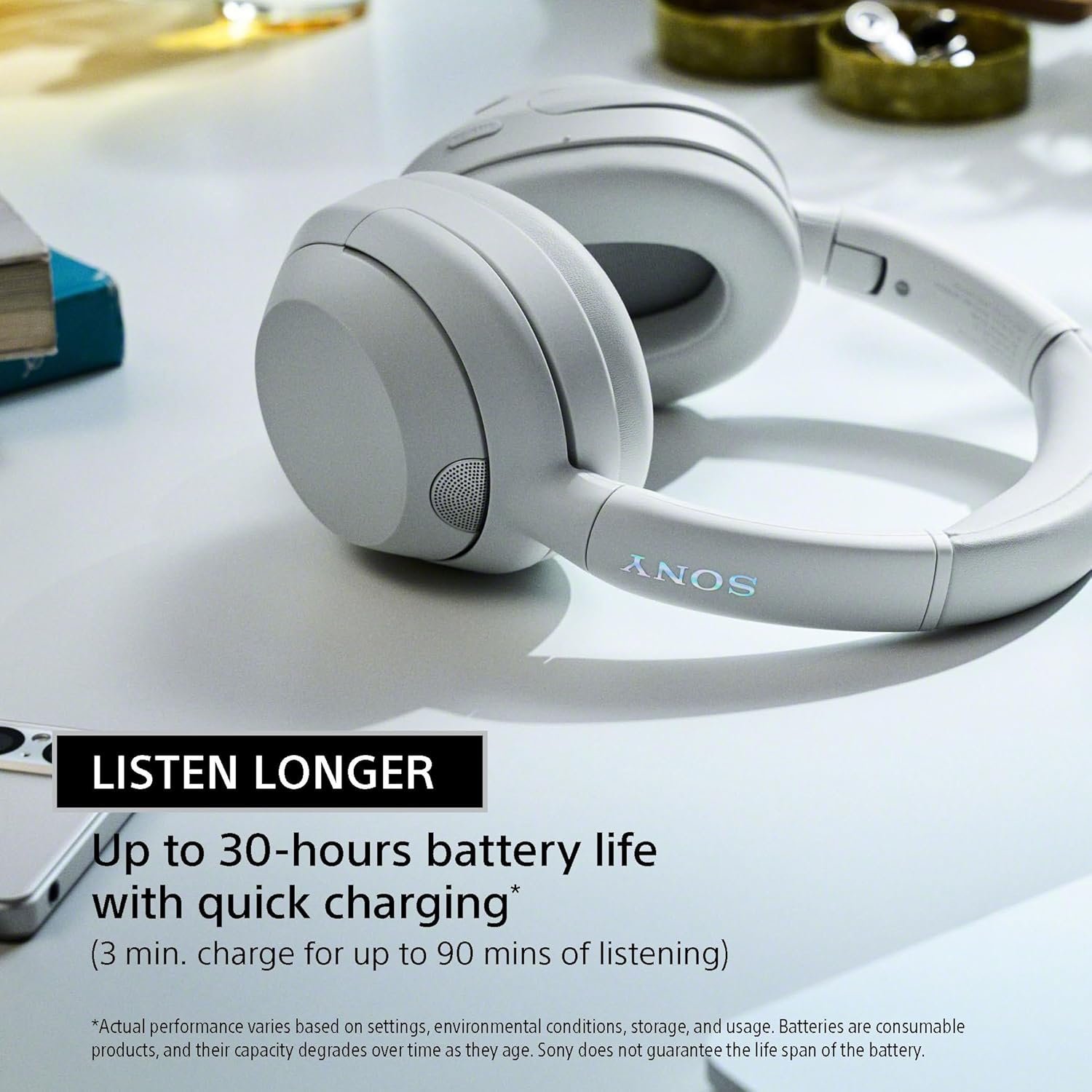 Sony ULT WEAR Over-Ear Noise Cancelling Bluetooth Headphones with Alexa Built-in, Comfortable Design, 30-Hour Battery, Massive Bass, Off White - Image 10