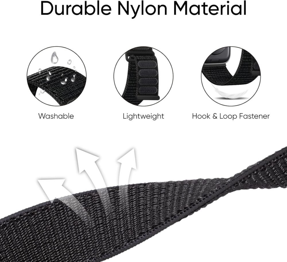 6 Pack Sport Nylon Loop Band Compatible with Apple Watch Bands 38mm 40mm 41mm 42mm 44mm 45mm 46mm 49mm for Women Men, Adjustable Breathable Braided Straps for iWatch Series 10/9/8/7/6/5/4/3/SE/Ultra - Image 3