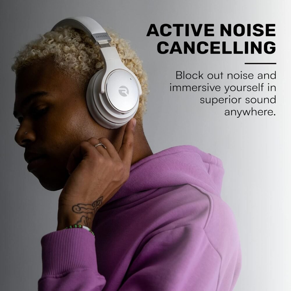 Raycon Everyday Wireless Bluetooth Over Ear Headphones, with Active Noise Cancelling, Awareness Mode and Built in Microphone, IPX 4 Water Resistance, 38 Hours of Battery Life (Rose Gold) - Image 6