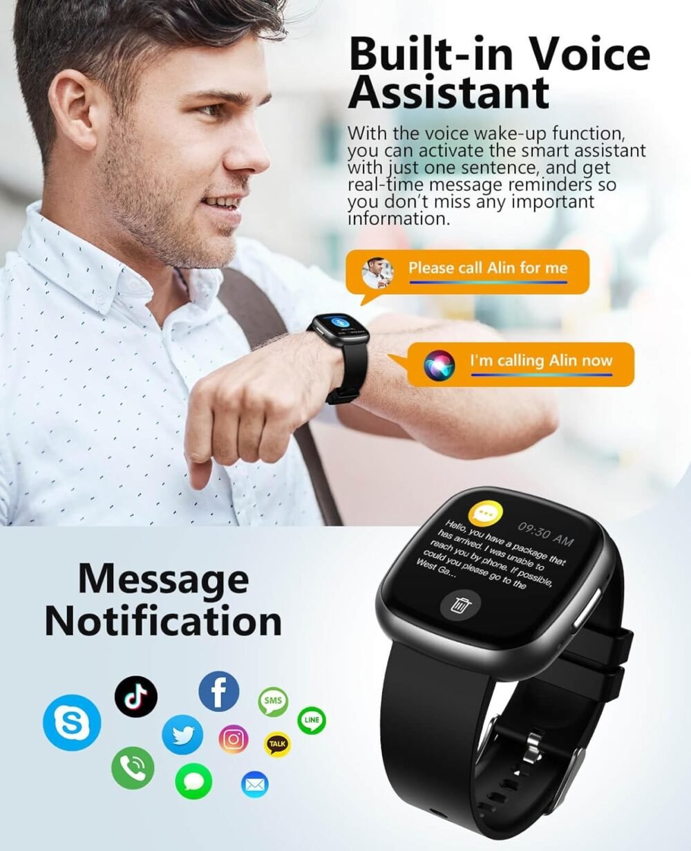 Smart Watches, 1.72" Smartwatch for Men Women (Answer/Make Call), Fitness Tracker with 100+ Sport Modes, IP68 Waterproof, Heart Rate/Sleep/Spo2 Monitor, Activity Tracker for Android iOS - Image 8