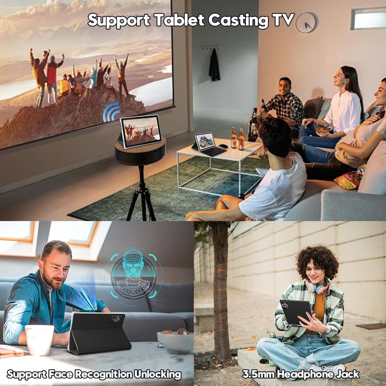 Android 14 Tablet 10.1 Inch 8000mAh Battery Tablets with 22GB RAM 128GB ROM 1TB Expand, Octa-Core HD Touchscreen Tablet with Keyboard, Mouse, Support Widevine L1, Split-Screen - Black - Image 7