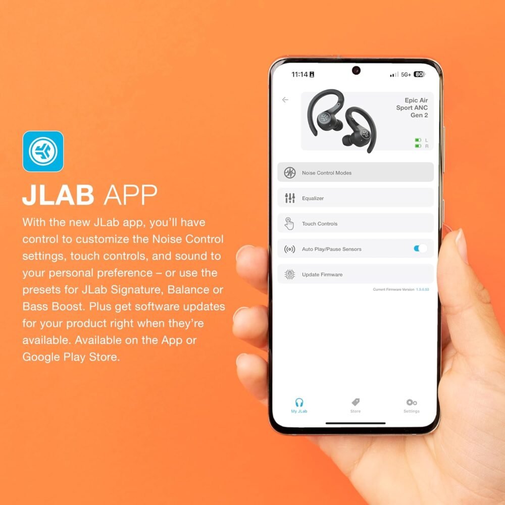 JLab Epic Air Sport ANC Gen 2 True Wireless Bluetooth Earbuds, Headphones for Working Out, IP66 Sweatproof, 15-Hour Battery Life +55-Hour Charging Case, Music Controls, 3 EQ Sound Settings - Image 5