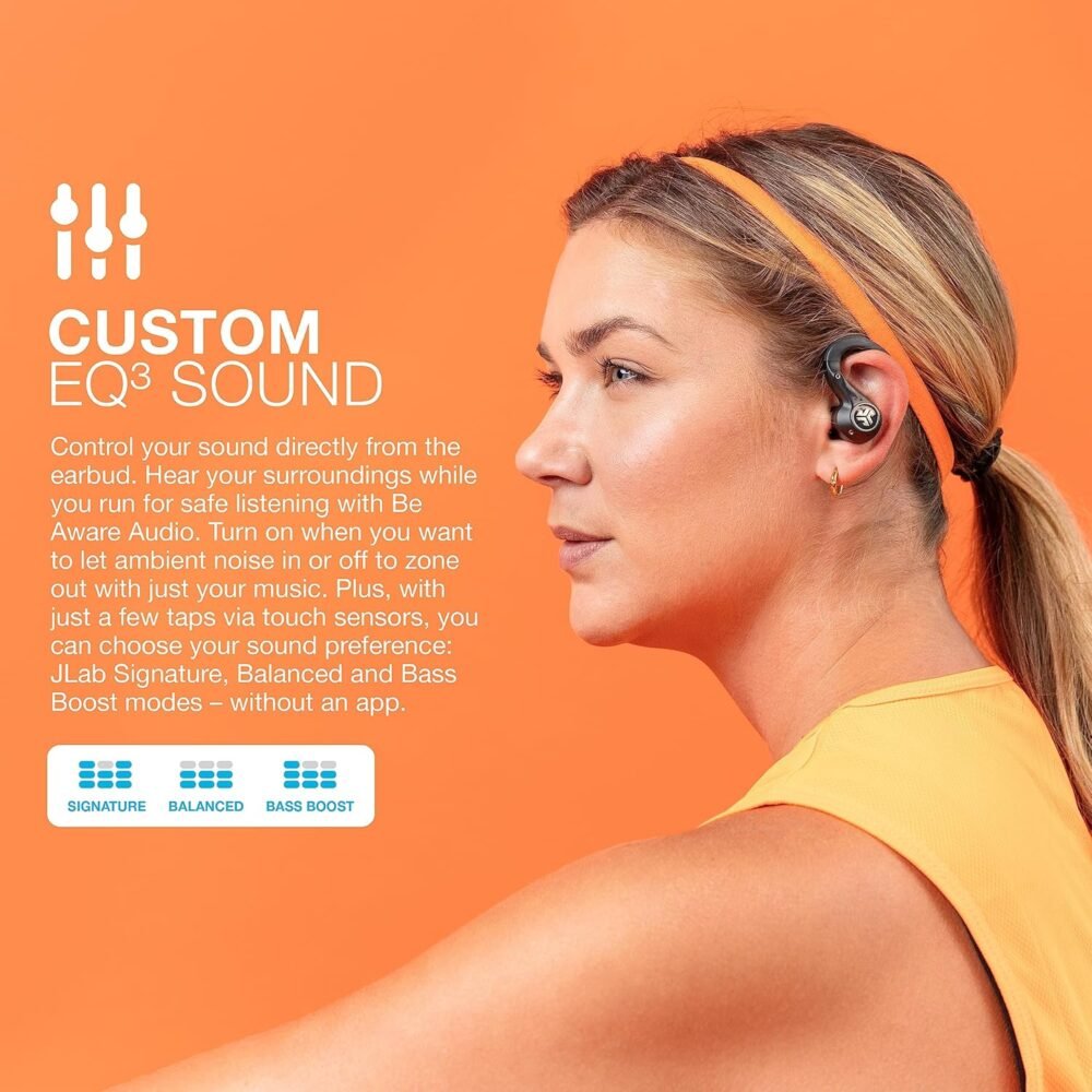 JLab Epic Air Sport ANC Gen 2 True Wireless Bluetooth Earbuds, Headphones for Working Out, IP66 Sweatproof, 15-Hour Battery Life +55-Hour Charging Case, Music Controls, 3 EQ Sound Settings - Image 6