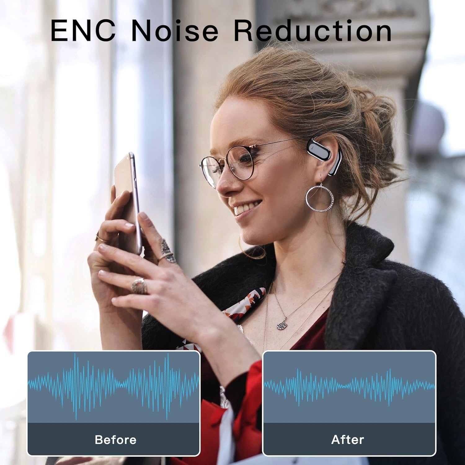 Wireless Earbuds Bluetooth Earbuds Built-in Mic with Ear Hooks 50H Playtime Ear Buds LED Display Charging Case Waterproof Design for Running Fitness - Image 8