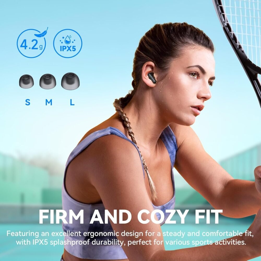 EarFun Air Life Wireless Earbuds, 12mm Driver with Deep Bass, Bluetooth 5.4 in-Ear Earbuds, 4 Mics AI ENC Call, 35H Playtime, 30 Preset EQs Via App, Comfortable Fit, Fast Charging, IPX5 Waterproof - Image 8