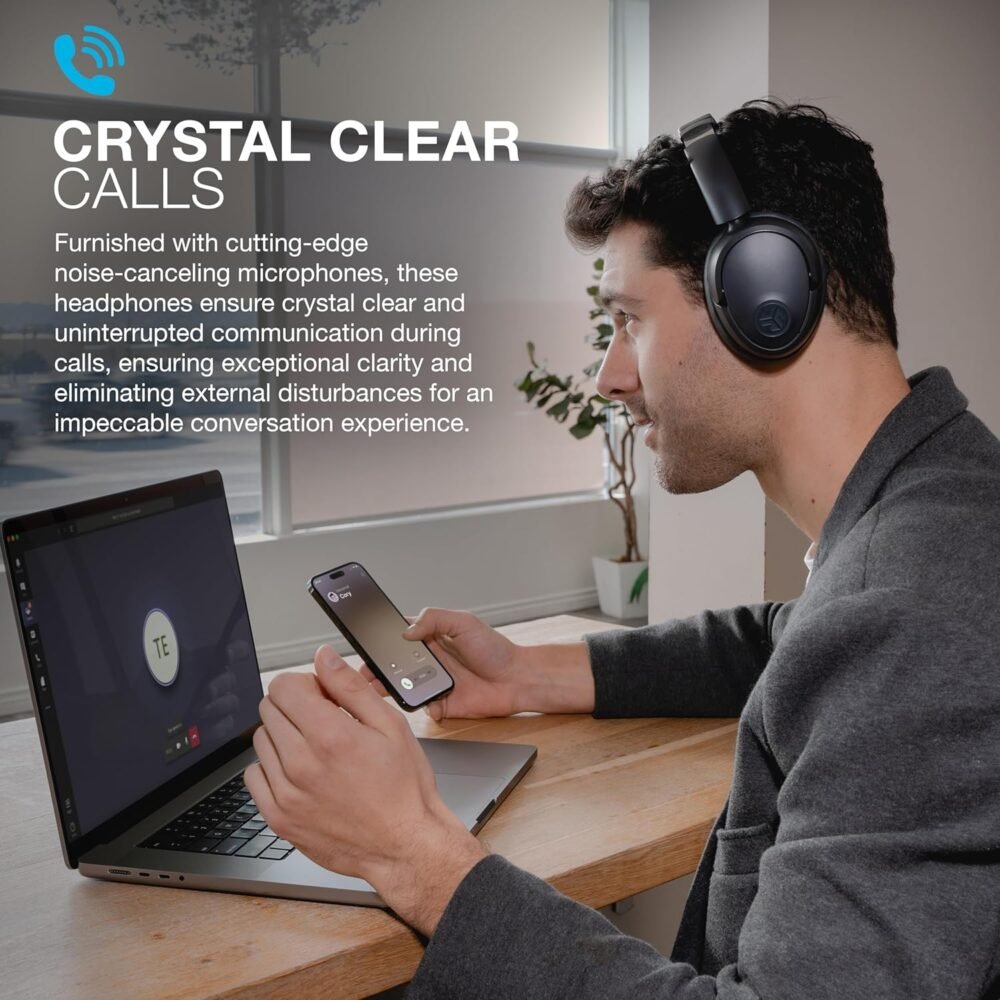 JLab JBuds Lux ANC Wireless Headphones, Graphite, Hybrid Active Noise Cancelling, Customizable Sound, Spatial Audio Compatible, Premium Over-Ear Bluetooth Headset - Image 7