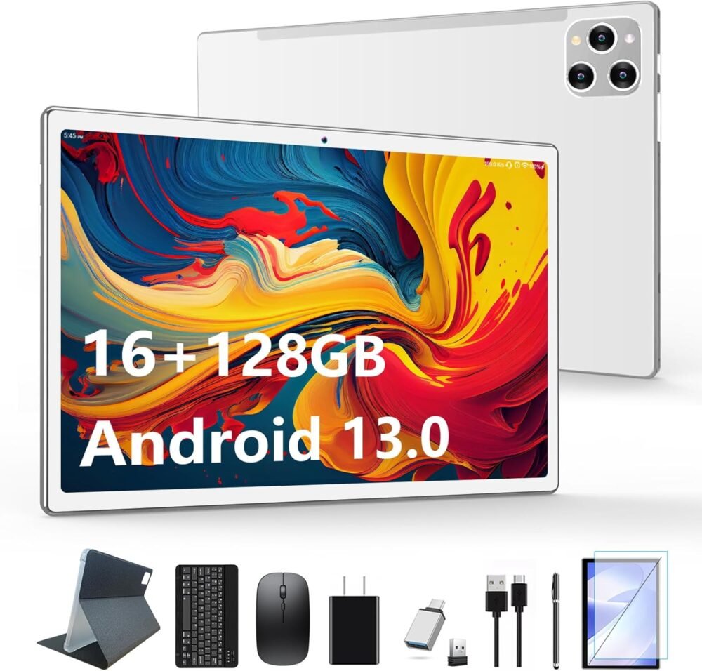 2025 Latest Tablet Android 13 Tablets 10 Inch, Tablet 128GB ROM+16GB RAM (8+8 Virtual), 2 In 1 Tablet with keyboard, Powerful Octa-Core+13MP Camera, 1TB TF Expandable, FHD IPS Display WiFi Tablet PC - Image 2