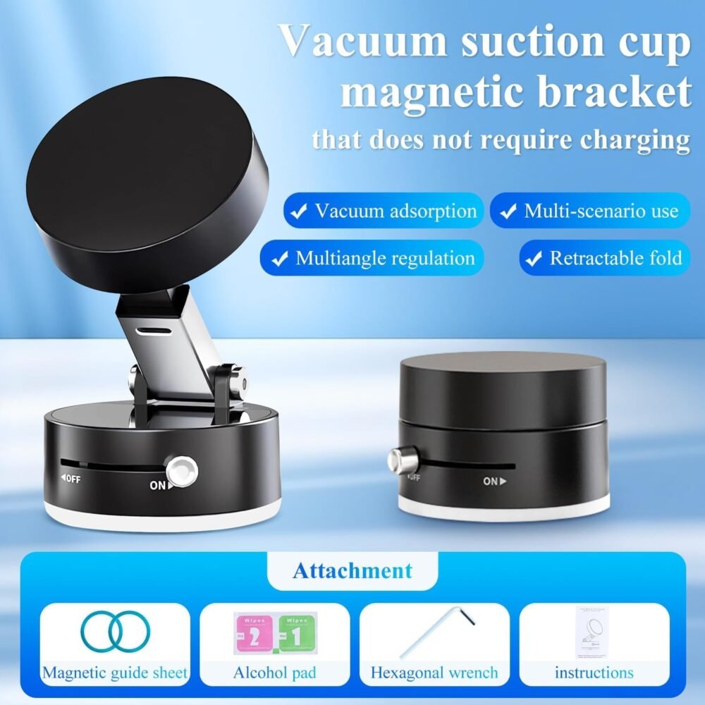 2025 New Vacuum Magnetic Suction Phone Holder, Foldable & Retractable Double-Sided Magnetic Car Mount for Smartphones - Image 2
