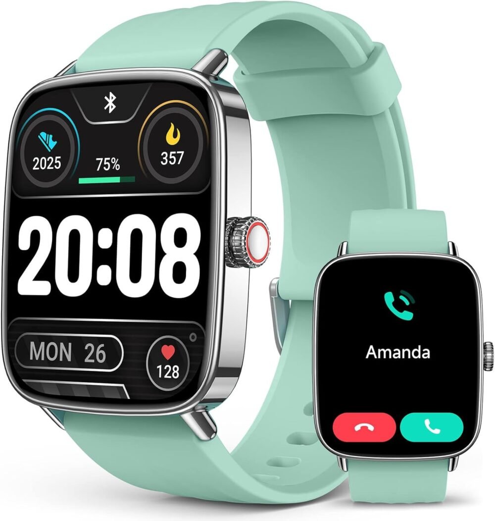 2025 Smart Watches for Men Women, 1.85" AI Voice Smartwatch, 24/7 Heart Rate Monitor, Stress/SpO2/Sleep Tracker, IP68 Waterproof, Weather, 100+ Sports Fitness Tracker for Android iOS Green - Image 2