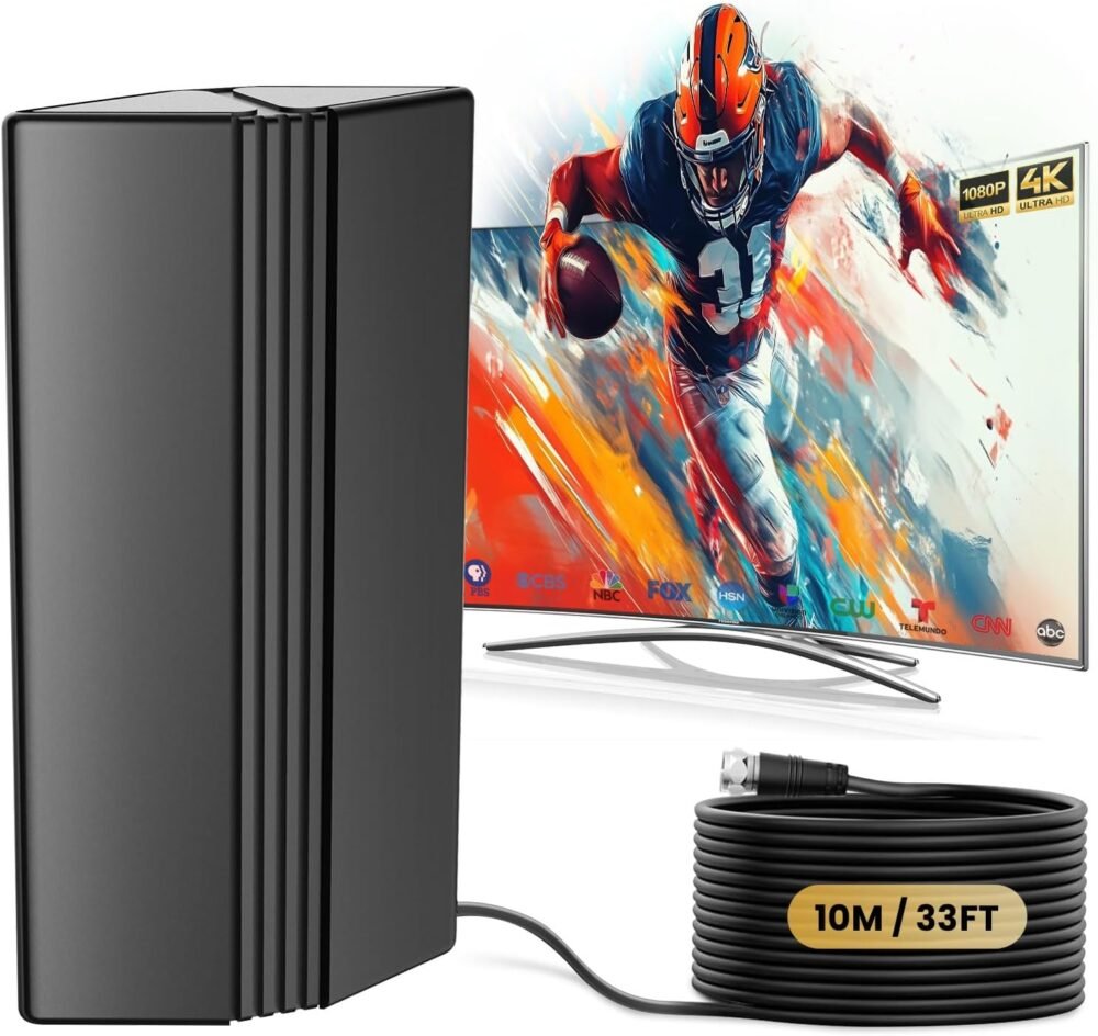 2025 TV Antenna Indoor/Outdoor 1800+ Miles - Digital HDTV Antenna with Signal Booster for Smart TVs, 4K 1080p & Local Channels, 33ft Coax Cable - Image 2