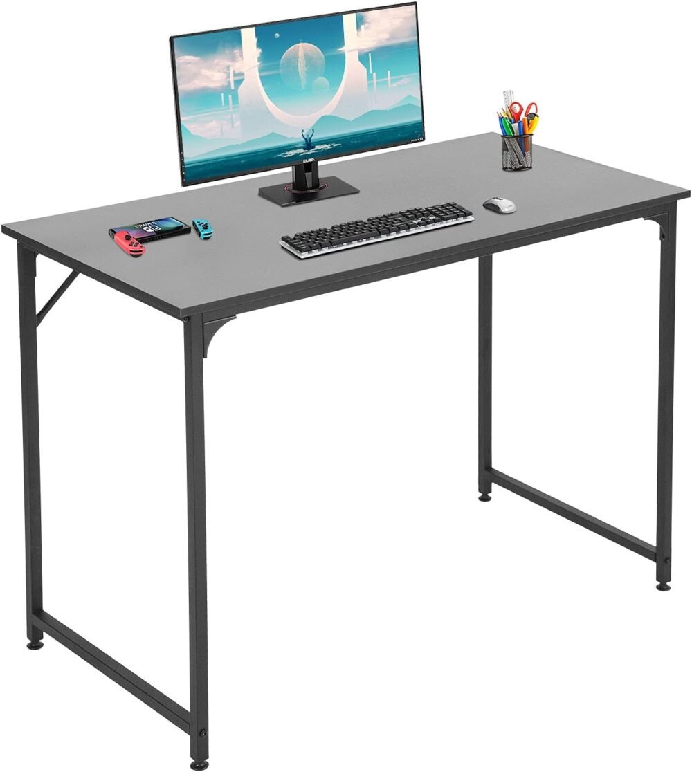 35/39/47 Inch Computer Desk Home Office Desk Writing Study Table Modern Simple Style PC Desk with Metal Frame Gaming Desk Workstation for Small Space (Black, 39 inch) - Image 2