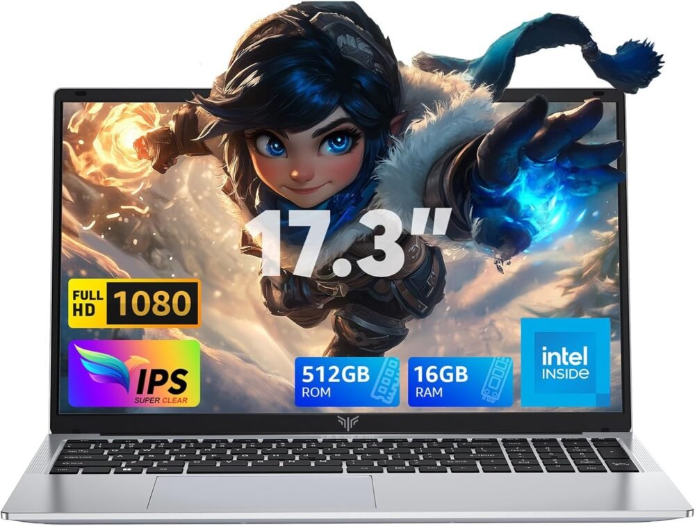 ACEMAGIC 17.3" Laptop with Quad Core-12th Alder Lake N97 Processor, FHD Display, 16GB RAM 512GB SSD Laptop, Windows 11 Laptops Computer, Webcam, Light&Thin, Metal Shell, HDMI, Type-C, USB3.2 - Image 2