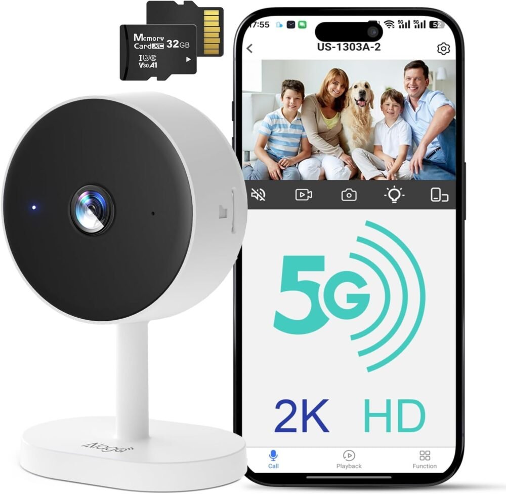 Alaga WiFi Indoor Security Camera, Baby Monitor, AI Motion Detection, 2 Way Audio, Night Vision, Cloud and SD Card Storage, Compatible with Alexa and Google Assistant, with 32G TF Card - Image 2