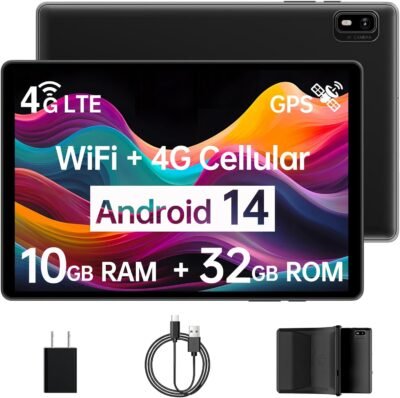 Android 14 Tablet with Sim Card Slot Unlocked Cellular Tablets 10GB+32GB with Protective Case 10 inch Tablet with GPS 2.0GHz Processor 8MP Camera and 1TB TF Expandable 2.4G/5G WiFi BT5.0 - Image 2