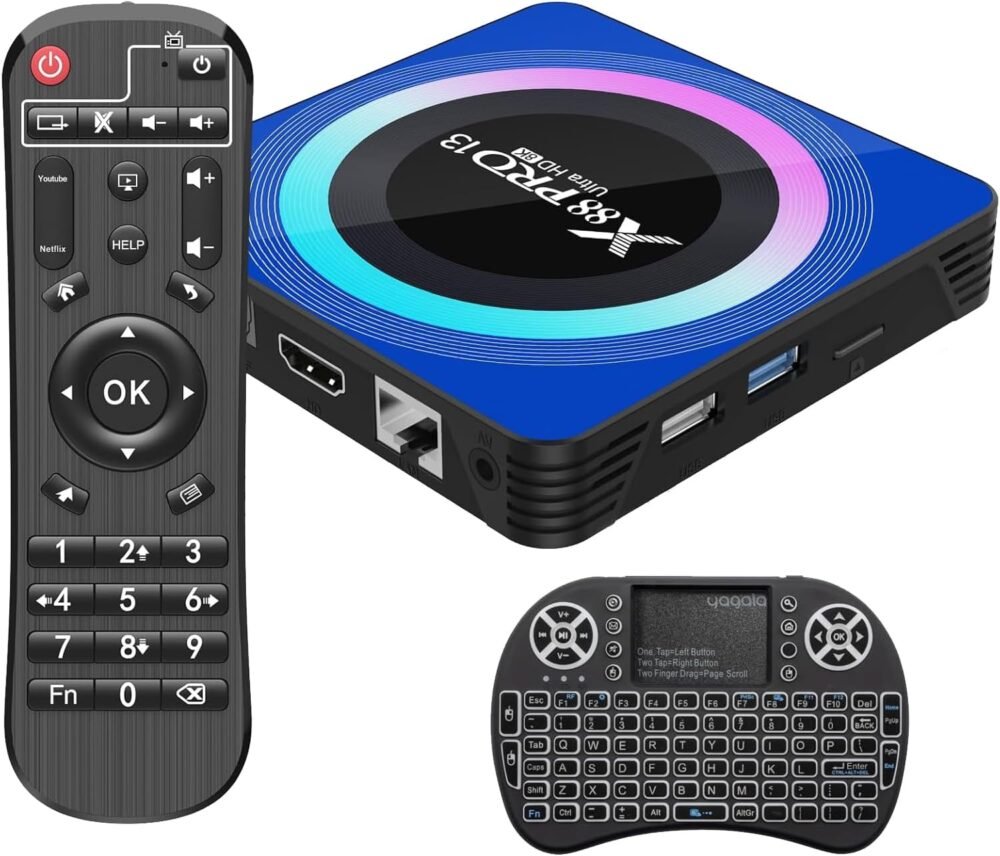 Android TV Box 13.0, Android Box 4GB RAM 64GB ROM, Quad Core Smart 8K TV Box with Mini Keyboard Support 2.4G/5.0GHz Dual WiFi 100M Ethernet Bluetooth - Image 2