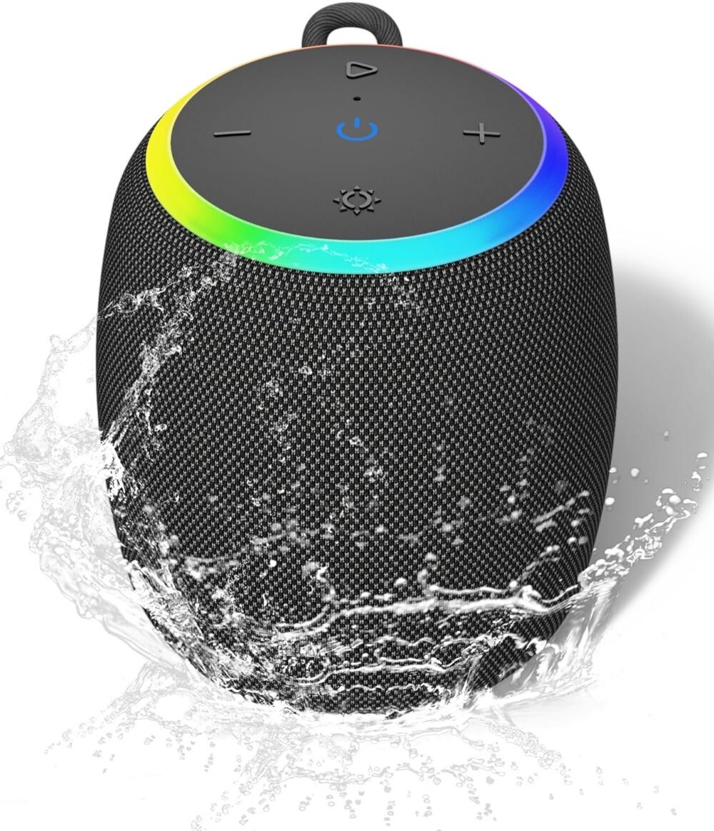 Bluetooth Speaker, Portable Wireless Bluetooth 5.3 with IPX6 Waterproof Shower Speakers, 15W Stereo with TWS Pairing, LED Lights, 12H Playtime for Home Outdoor Party Beach, Electronic Gift - Image 2