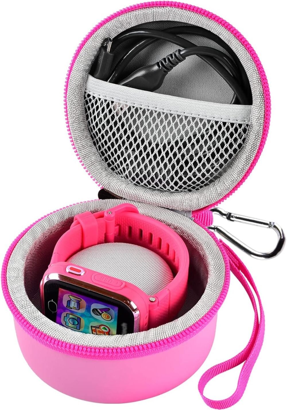 Case Compatible with Vtech KidiZoom Smartwatch DX4, DX2, DX3, for Little Tikes Tobi/for Watch 2/ for Gizmo Watch, Kids Watches Carrying Storage Box for Accessories with Mesh Pocket (Bag Only) (Pink) - Image 2