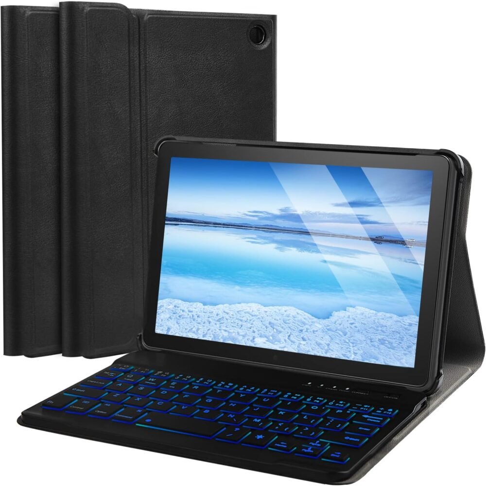 Case with Keyboard for Amazon Fire HD 8 & 8 Plus (2024 Release), Detachable Rechargeable Backlit Keyboard Case with Type-C Cable for HD 8 14th (Black) - Image 2