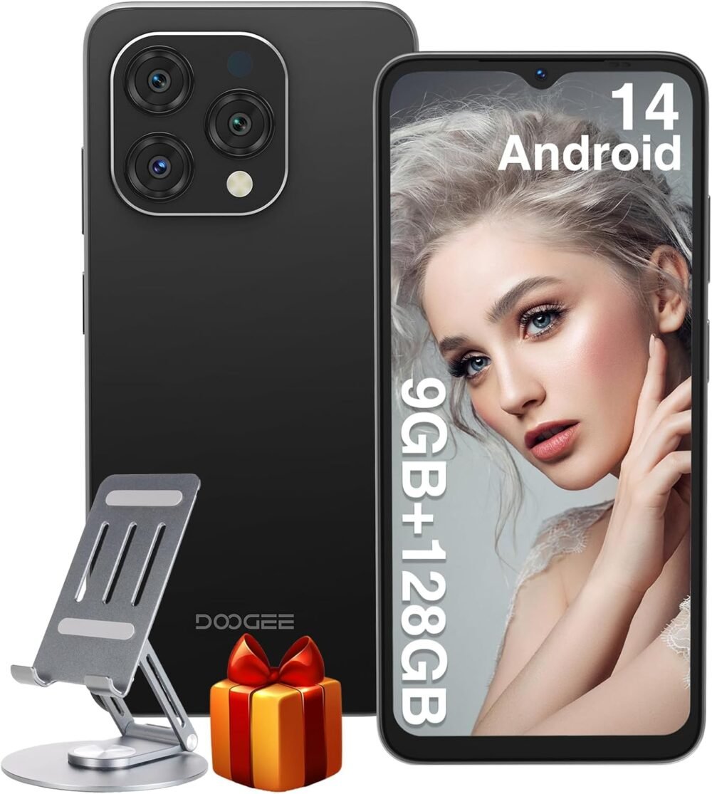 DOOGEE N55 Unlocked Cell Phone(2025), 9GB RAM+128GB ROM/1TB Android Phone, 90Hz+6.56" HD Android 14 Phone, 5150mAh, Octa Core, 13MP+8MP, 4G Dual SIM,Face Unlock,Widevine L1,OTG, T-Mobile(Black) - Image 2