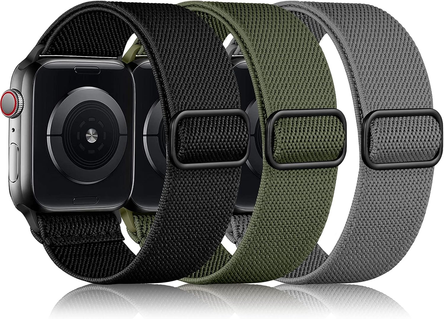 DaQin 3 Pack Stretchy Solo Loop Compatible with Apple Watch Band 44mm 42mm 40mm 38mm 45mm 46mm 41mm 49mm Men Women, Soft Nylon Elastic Braided Strap for iWatch Series 10 9 8 7 6 5 4 3 2 1 SE Ultra 2 - Image 2