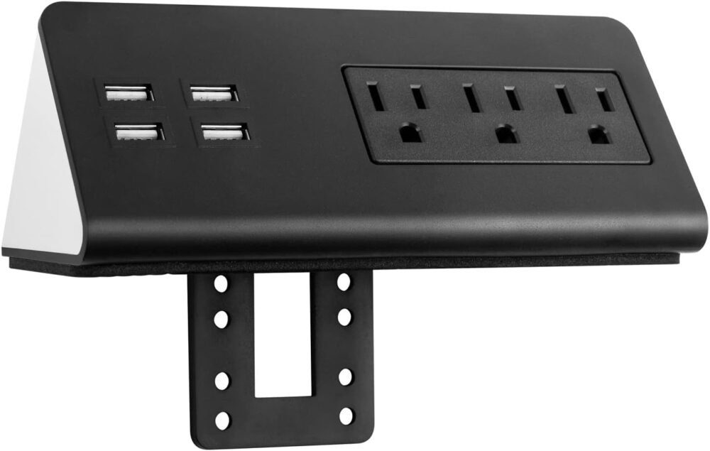 Desk Edge Mount Power Strips with USB Ports-UL Plug Outlets 1250 Joulets Surge Protector Tabletop Power Sockets for Nightstand/Home Office/Dormitory 4 USB Ports & 3AC Outlets - Image 2
