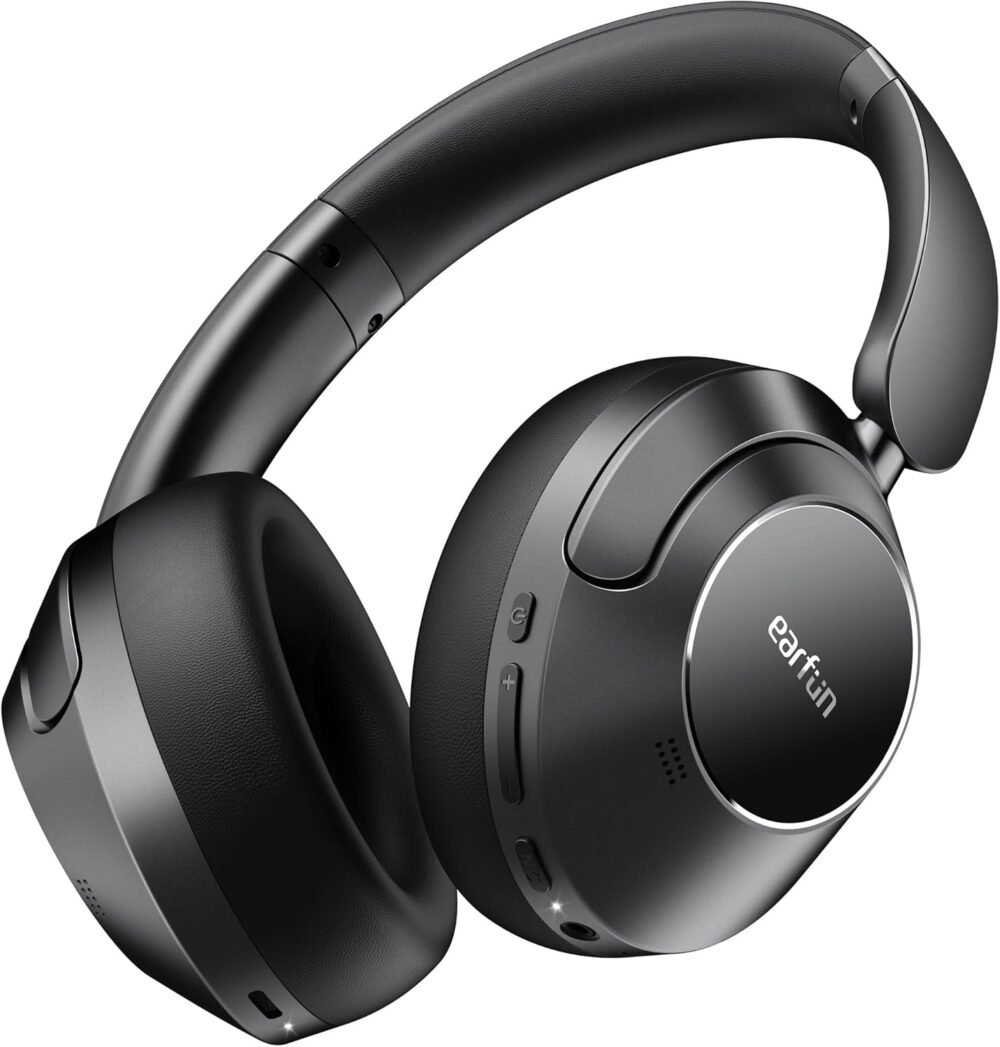 EarFun Wave Pro Active Noise Canceling Headphones, Wireless Over Ear Bluetooth Headphones, LDAC Hi-Res Sound, 5 Mics AI Clear Call, 80H Playtime, Multipoint Connection, Comfort Fit, Custom EQ via App - Image 2