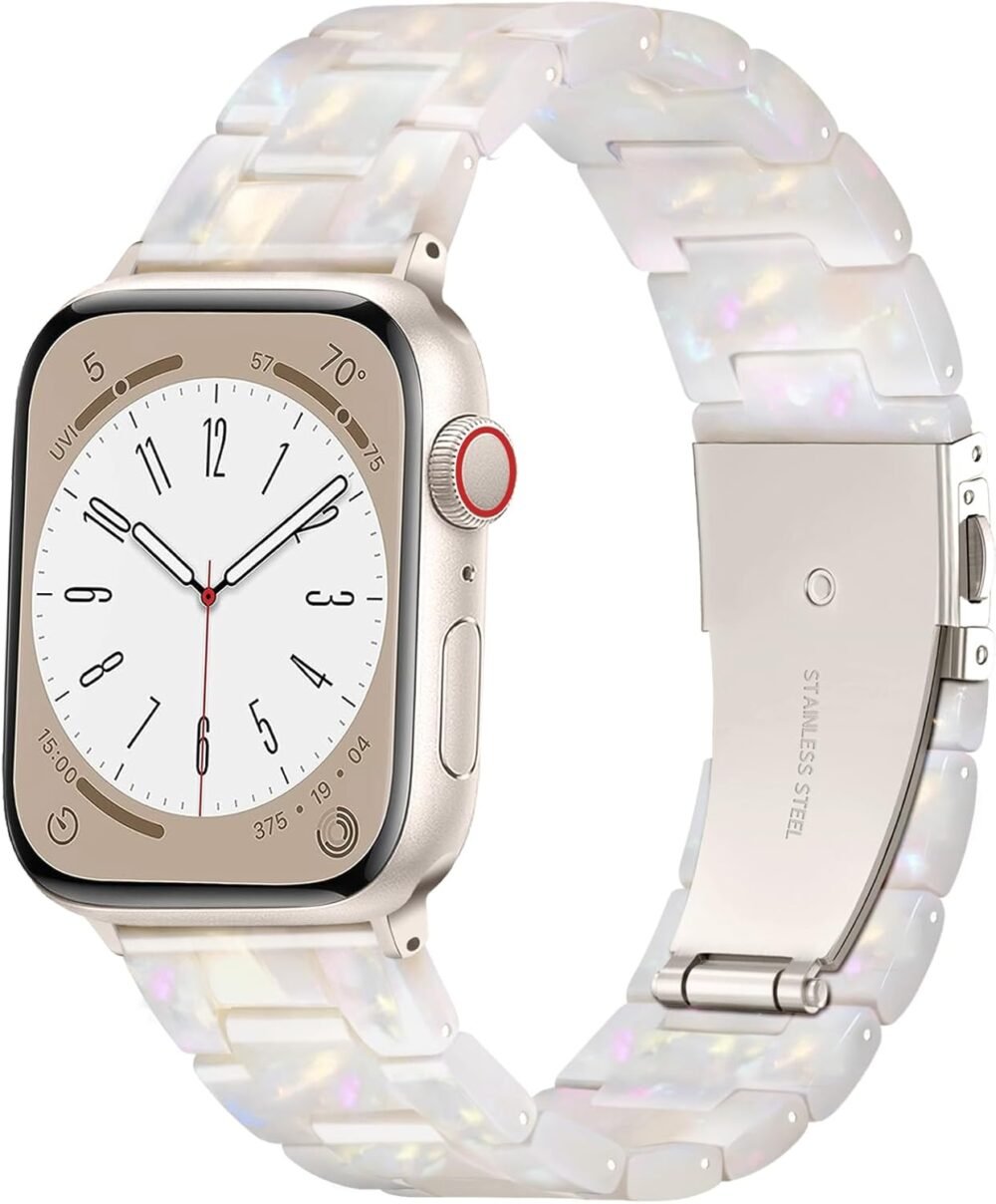 GEAK Resin Band Compatible with Fancy Apple Watch Bands for Women 40mm 38mm 41mm 42mm,Stylish Replacement Bracelet with Starlight Buckle for iWatch Bands Women Series 10/9/8/7/6/5/4/3/2/1/SE Colorful - Image 2