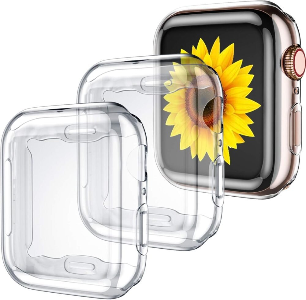 GEAK for Apple Watch Case 40mm Series 6 & 5 with Screen Protector, 3 Pack Transparent TPU All-Around Protective Case for iWatch Series 4 40mm - Image 2