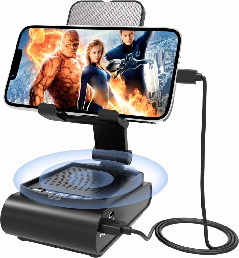 Gifts for Men,Cell Phone Stand with Wireless Bluetooth Speaker HD Surround Sound for Home and Outdoors with Bluetooth Speaker for Desk Compatible with iPhone for ipad,All Smartphones - Image 2