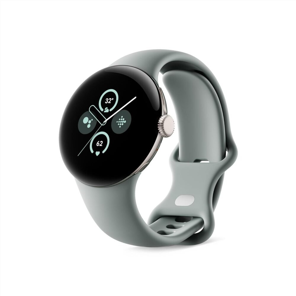 Google Pixel Watch 2 (Previous Model) with the Best of Fitbit - Heart Rate Tracking, Stress Management, Safety Features - Android Smartwatch - Champagne Gold Aluminum Case - Hazel Active Band - LTE - Image 2