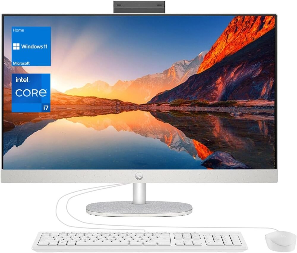 HP 27 i7 All in One Desktop, 27" FHD Display, Intel Core i7-1355U, 32GB RAM, 1TB SSD, Wired Keyboard & Mouse, IR Camera, HDMI, RJ45, Wi-Fi 6, Windows 11 Home, White - Image 2