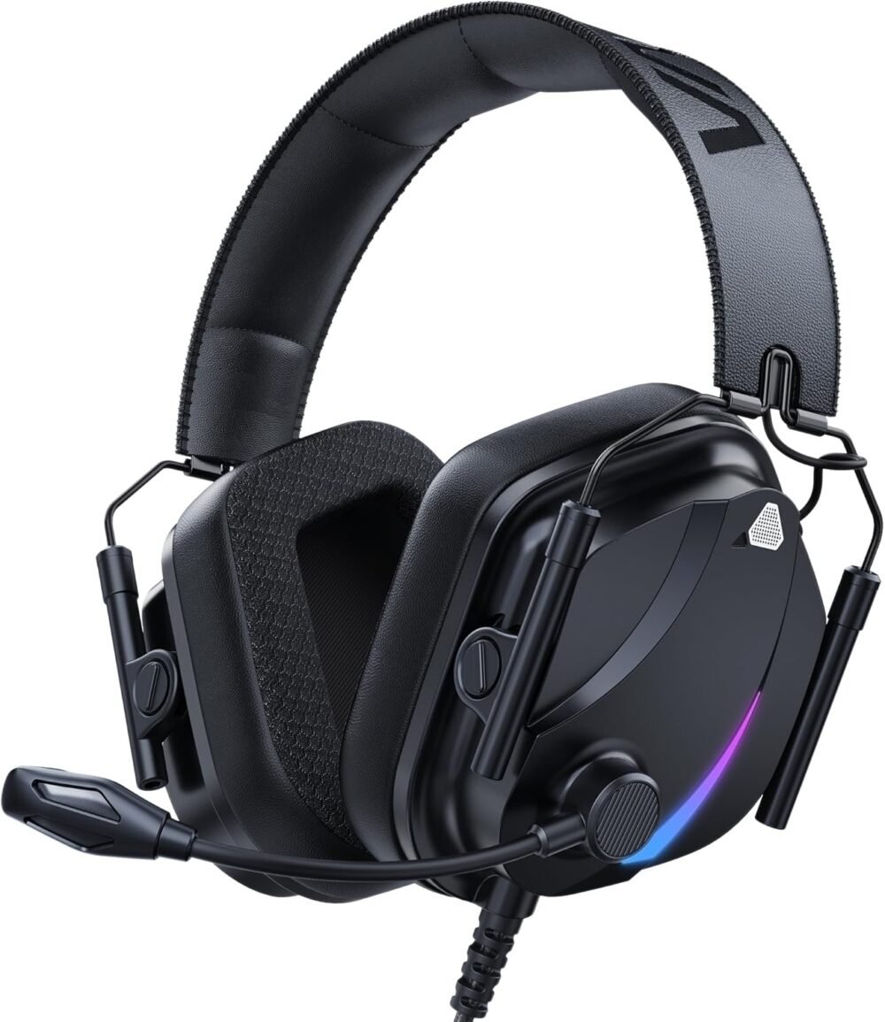 HW12 Gaming Headset for PC,PS5,PS4,Xbox One,Switch,Gaming Headphones with Microphone Wired Headset with 3.5mm Audio Jack(Black) - Image 2