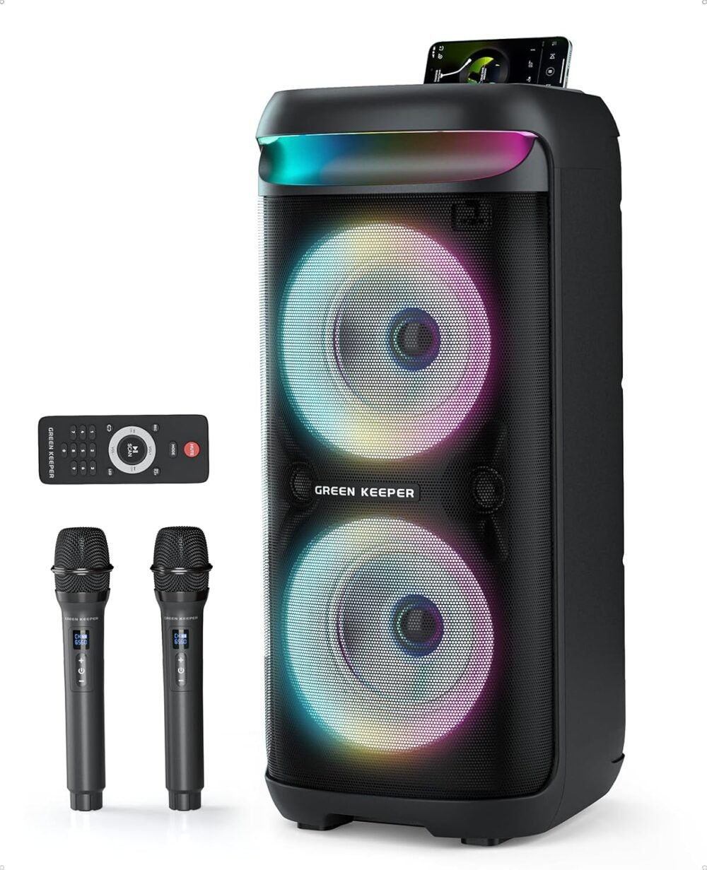 Karaoke Machine with 2 Wireless Microphone for Adults Portable Bluetooth Party Speaker 400W Peak Power PA System with LED Disco Light 6.5'' Speaker Big Sound 5400mAh Battery Indoor Outdoor - Image 2