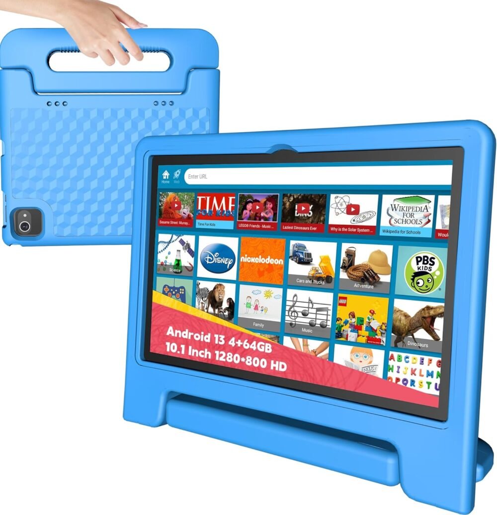 Kids Tablet 10 Inch, Tablet for Kids Android 13, 4GB+64GB, 8-Core CPU, WiFi 6, 12H Battery Life, Parental Control, 1280 * 800 HD Display, Dual Cameras, Shockproof Case, Pre-Installed Educational Apps - Image 2