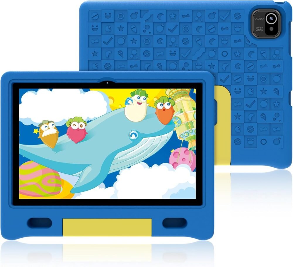 Kids Tablet 10 inch, Tablets for Kids Ages 3-7 with EVA Case, 32GB Storage(TF Expand 512GB), Pre-Installed Google Kids Space, Family Link, Child Education Contents, 5000mAh Battery - Blue - Image 2