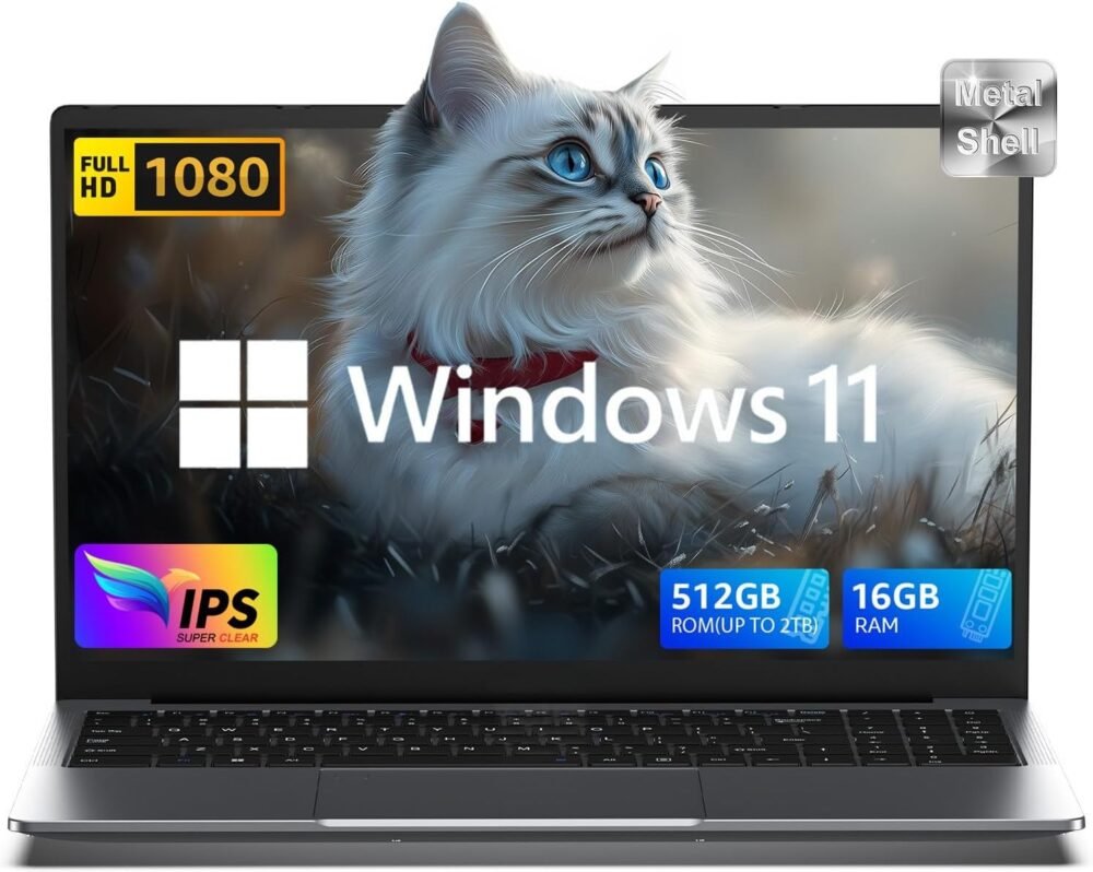 Laptop Computer with Windows 11, Intel N150 Quad-Core Processor 16GB DDR4 RAM 512GB SSD, 15.6" FHD IPS Display, WIFI,Long Battery Life, Portable Traditional Laptops for Business Office Student Home - Image 2