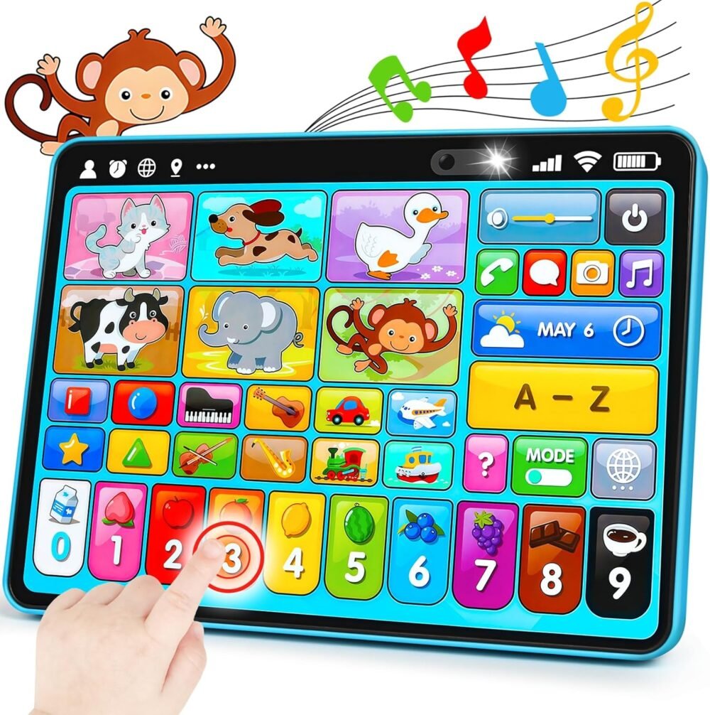 Learning Tablet for Toddlers 1-3 Trilingual Learning Toys with Music & Sound, Montessori Speech Therapy Toys for 1 Year Old Boy Girl Musical Baby Toys 12-18 Months Toddler Toys Age 1-2 2-3 Gifts - Image 2