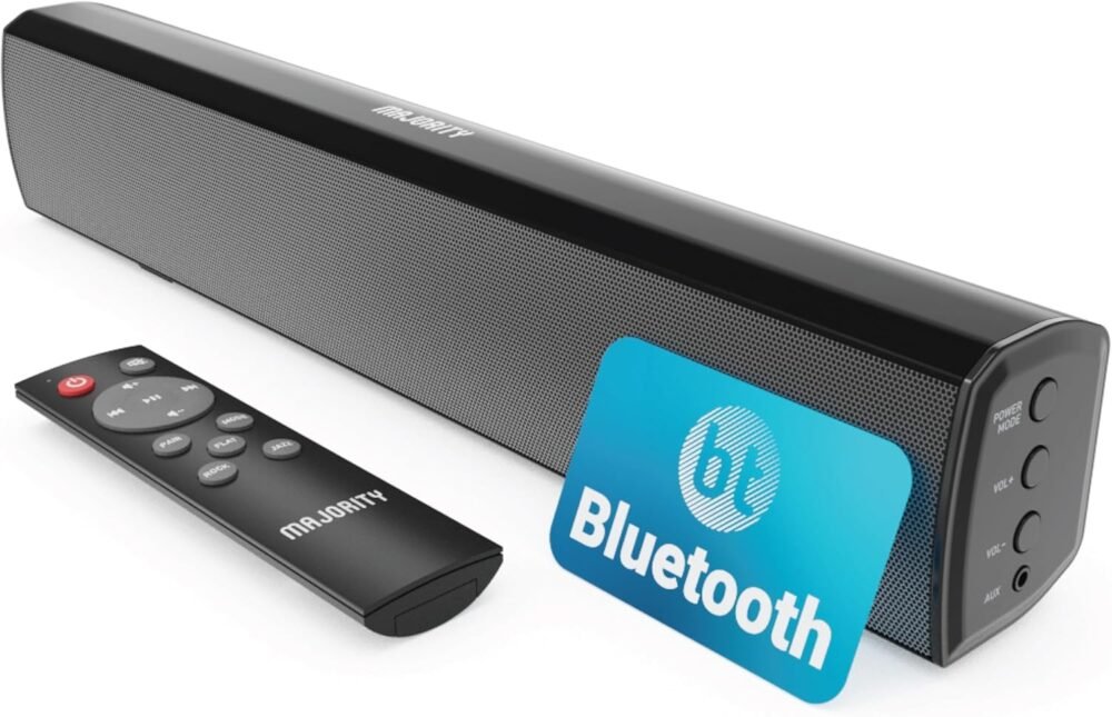 Majority Sound Bar for Smart TV, 50 Watts, 2.0 Bluetooth TV Sound Bar, 15 Inch Home Audio Sound Bars, Small Soundbar for TV and PC | AUX, RCA, Optical, USB | Gaming, Music, Movies - Bowfell Black - Image 2